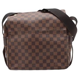 Borsa a tracolla in pelle Damier Naviglio di Louis Vuitton Marrone