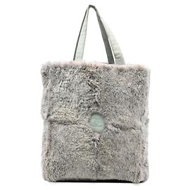 Chanel Gray CC Lapin Fur Tote Brown