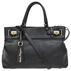 Salvatore Ferragamo Gancini Tote Leather Black