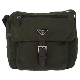 Sac messager à boucle Prada Tessuto Petit Kaki