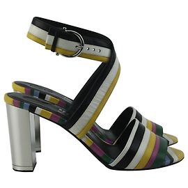 Salvatore Ferragamo Stripe Gilli Ankle Wrap Sandals in Multicolor Leather Multiple colors