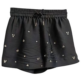 Sandro Onyx Crystal-Embellished Mini Shorts in Black Polyester Black