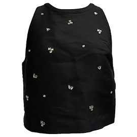 Sandro Storm Crystal-Embellished Halterneck Top in Black Polyester Black