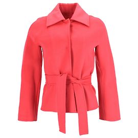 Max Mara Belted Jacket in Red Virgin Wool Red