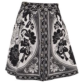Falda Mini Impresa de Leopardo Floral Farm Rio en Algodón Negro Negro