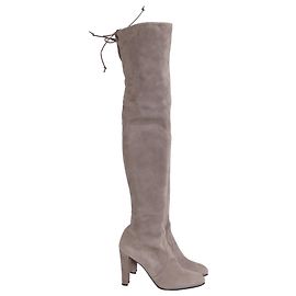 Botas acima do joelho Stuart Weitzman Highland em camurça cinza Cinza