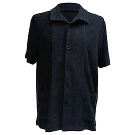 Autre Marque Mr. P. Button-Down Fleece-Hemd aus schwarzer Baumwolle Schwarz