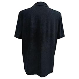 Autre Marque-Mr. P. Button-Down Fleece Shirt in Black Cotton-Black