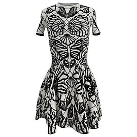 Mini-Kleid aus Ivory Viskose mit Strick-Rücken Alexander McQueen Weiß Roh