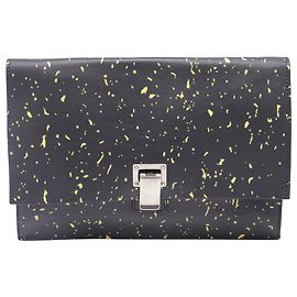 Proenza Schouler Small Lunch Paint-Print Clutch Bag in Black Leather Black