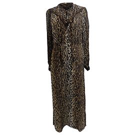 Autre Marque Robe Midi Léopard Bette en Soie Marron de Rixo Marron