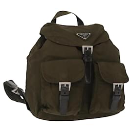 Prada Double Front Pocket Backpack Tessuto Medium Khaki