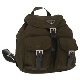 Prada Rucksack mit doppelter Fronttasche Tessuto Medium Khaki