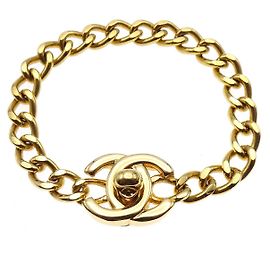 Pulsera de Cadena Turnlock CC Vintage de Metal Chanel Dorado