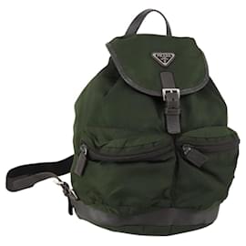 Prada Double Front Pocket Backpack Tessuto Medium Khaki