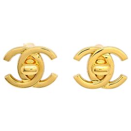 Orecchini a clip CC Turnlock in metallo Chanel D'oro