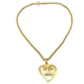 Pendentif Cœur CC Chanel en métal Doré