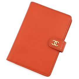 Chanel Coco Mark Leather Planner Cover Orange