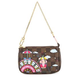 Mini Pochette Accessoires Vivienne Damier Ebene de Louis Vuitton Rosa Damier ebene