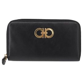 Salvatore Ferragamo Gancini Bifold Wallet Quilted Leather Black
