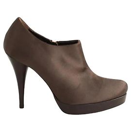 Fendi Brown Cloth Ankle Boots Size 36 Brown