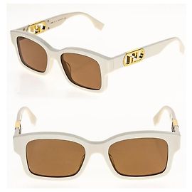 Fendi - O'Lock - Gafas de Sol Rectangulares - Blanco - Blanco roto