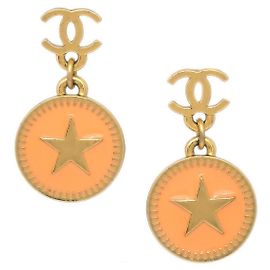 Chanel CC Star Dangle Metal com Esmalte Rosa