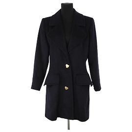Saint Laurent Navy wool coat Navy blue
