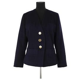 Saint Laurent Navy wool coat Navy blue