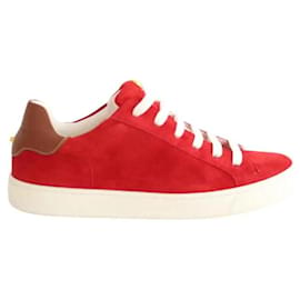 Baskets Longchamp en daim rouge Rouge