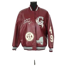 Autre Marque Blouson en cuir bordeaux Bordeaux