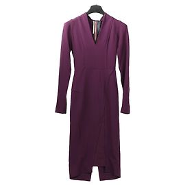 Vestido midi ajustado com decote em V profundo Roland Mouret em ameixa – EU 34 Roxo