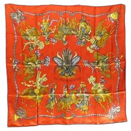 Hermès Sciarpa in seta Le Feste del Re Sole Rossa Rosso