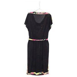 Leonard Fashion Triacetatkleid Schwarz Mehrfarben