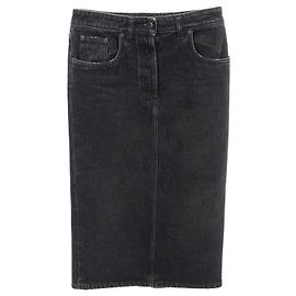 Prada Triangle Logo Cotton Skirt Black
