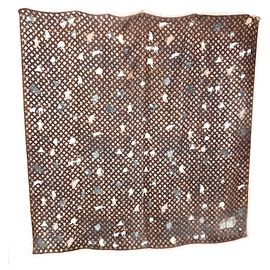 Cachecol Grande Louis Vuitton em Lã e Seda Marrom Laranja