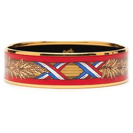 Hermès GM Email Cloisonné Charm-Armband Rot Mehrfarben Golden
