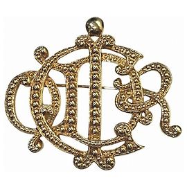 Spilla Emblema Placcata Oro Christian Dior D'oro