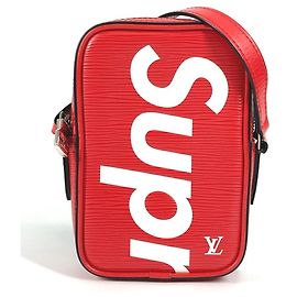 Bolsa Pochette em Couro Epi Louis Vuitton Branco Vermelho