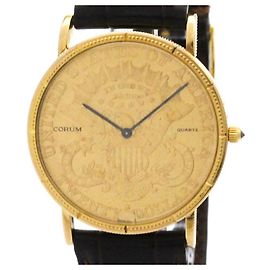Relógio Corum Coin $20 Relógio masculino de couro dourado 18K com quartzo Outro