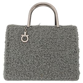 Bolsa Gancini de lã Salvatore Ferragamo Marrom