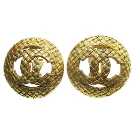 Clip auricolari Chanel CC in metallo D'oro