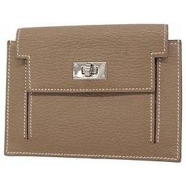 Hermès Hermes Kelly Pocket Compact Coin Purse Taupe