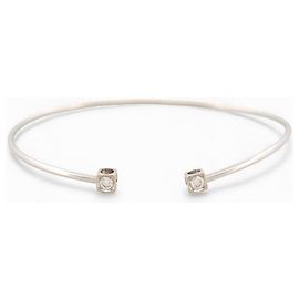 BRACCIALE DINH VAN 308215 LE CUBE DIAMANTE PM 15 ORO BIANCO 18K 0.14CT BANGLE Argento