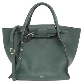 Céline Bolsa Celine Small Big Bag em couro de bezerro Verde