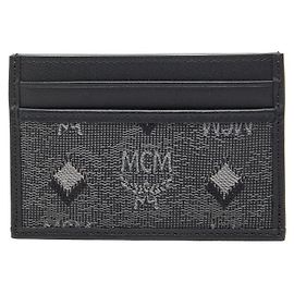 MCM Visetos Monogram Canvas Leather Card Case Black