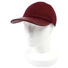 Gucci GG Monogram Canvas Leather Baseball Cap Brown