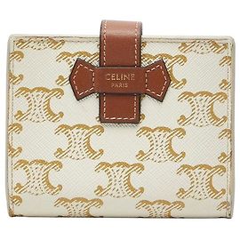 Céline Celine Triomphe Small Strap Geldbörse aus PVC-Leder Weiß