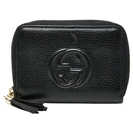 Monedero de cuero Gucci Soho con G entrelazado Negro