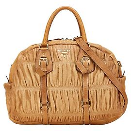 Prada BL0394 Leather 2way Handbag Brown